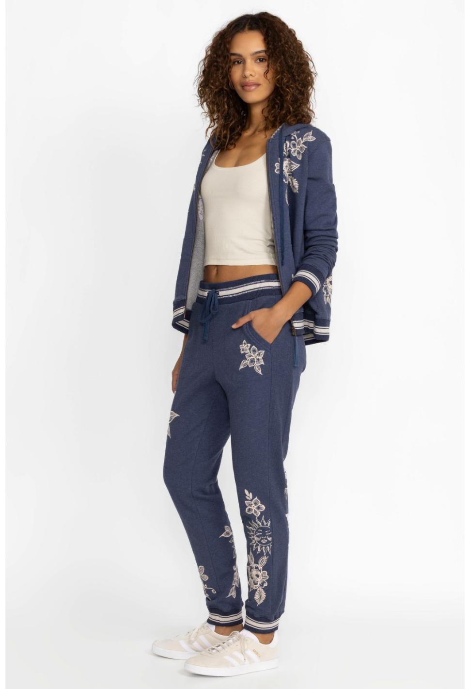 Women Bottoms | Johnny Was Addison Rib Detail Ft Jogger Heather Indigo