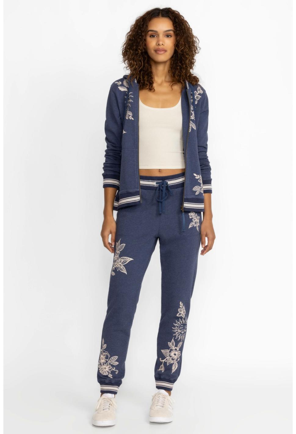 Women Bottoms | Johnny Was Addison Rib Detail Ft Jogger Heather Indigo