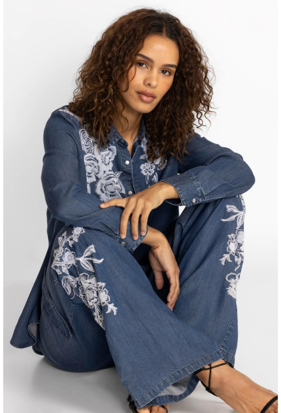 Women Bottoms | Johnny Was Alicent Denim Cargo Pant Denim