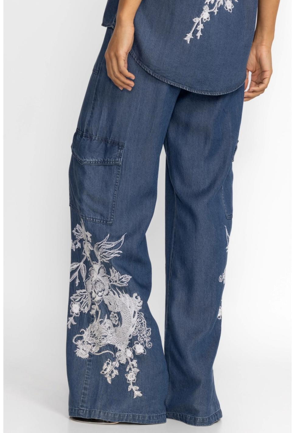 Women Bottoms | Johnny Was Alicent Denim Cargo Pant Denim