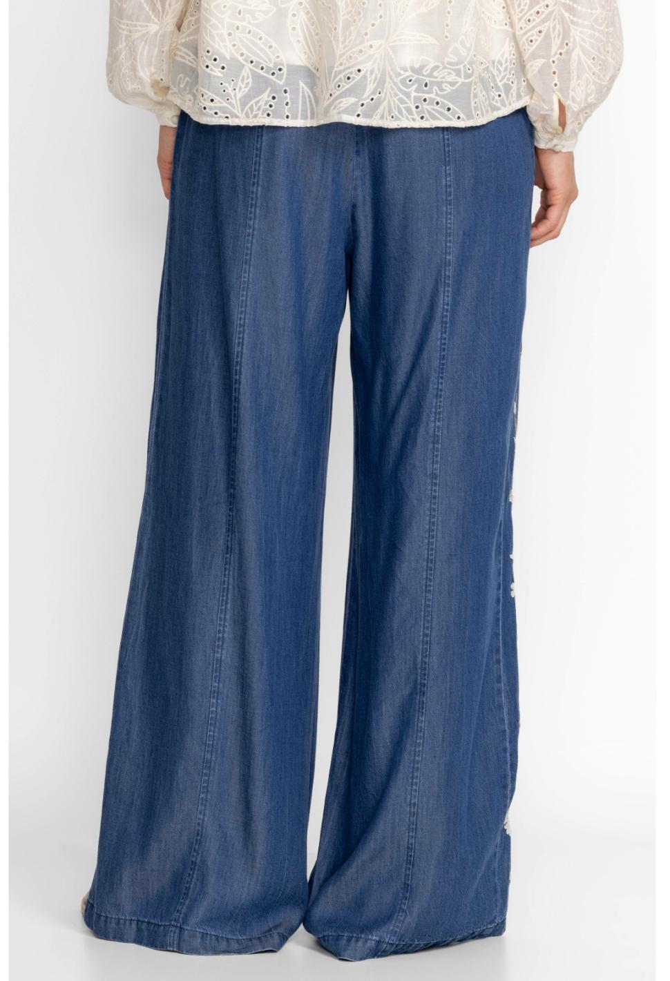 Women Bottoms | Johnny Was Calipso Seamed Wide Leg Pant Denim Blue