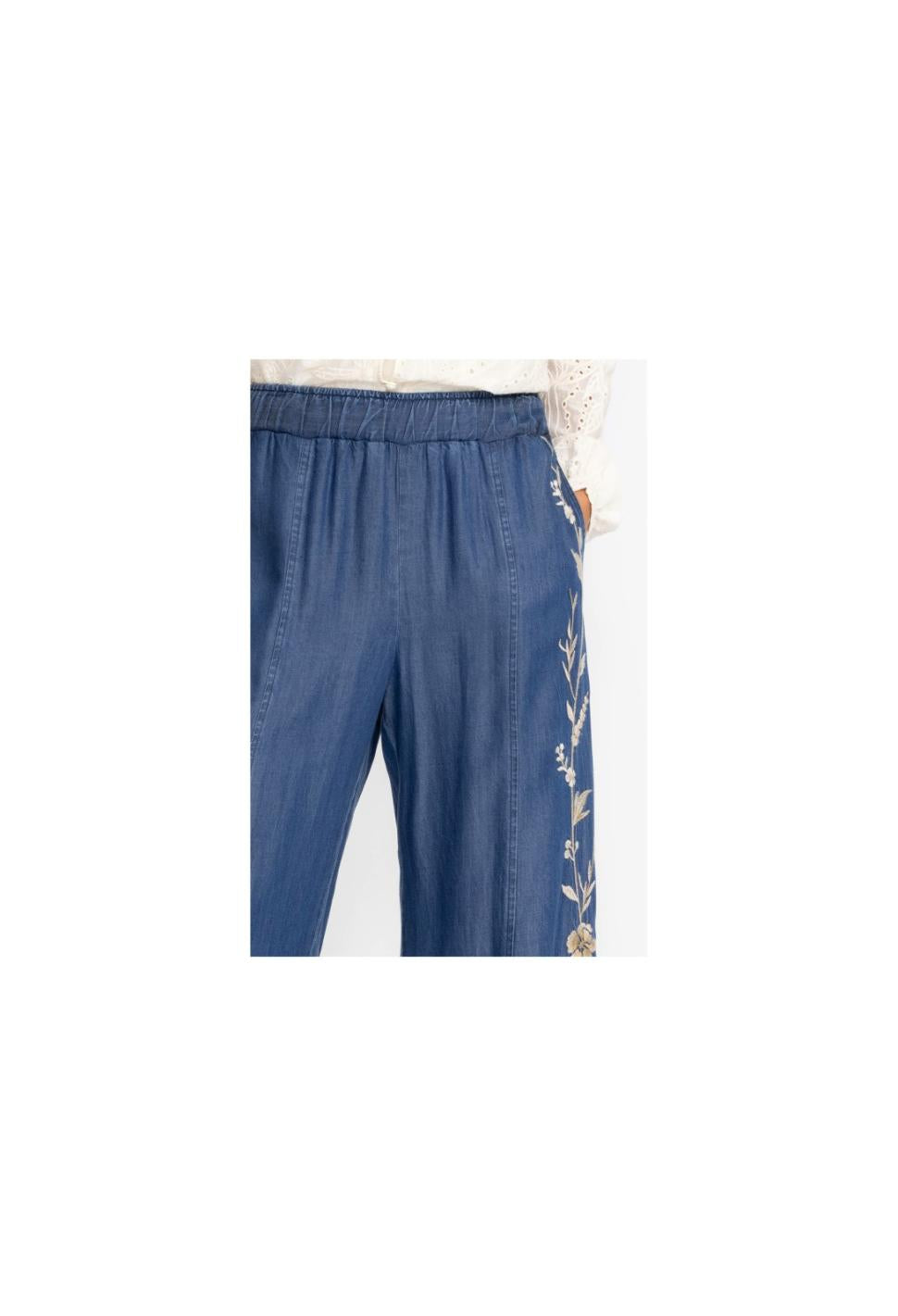Women Bottoms | Johnny Was Calipso Seamed Wide Leg Pant Denim Blue