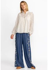 Women Bottoms | Johnny Was Calipso Seamed Wide Leg Pant Denim Blue