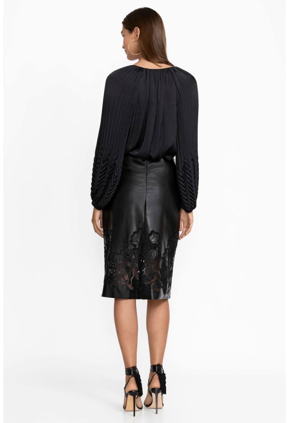 Women Bottoms | Johnny Was Enid Vegan Leather Midi Skirt Black