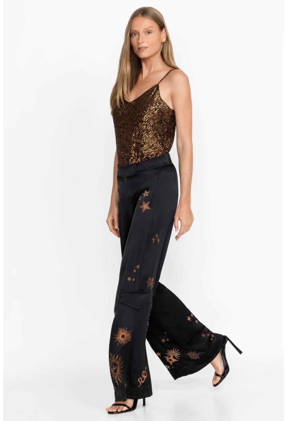 Women Bottoms | Johnny Was Estrella Wide Leg Cargo Pant Black