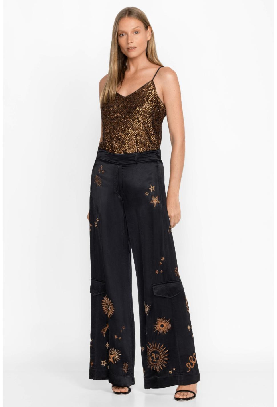Women Bottoms | Johnny Was Estrella Wide Leg Cargo Pant Black
