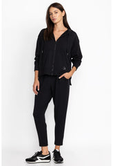 Women Bottoms | Johnny Was Fleece Pull On Pant Black Beauty