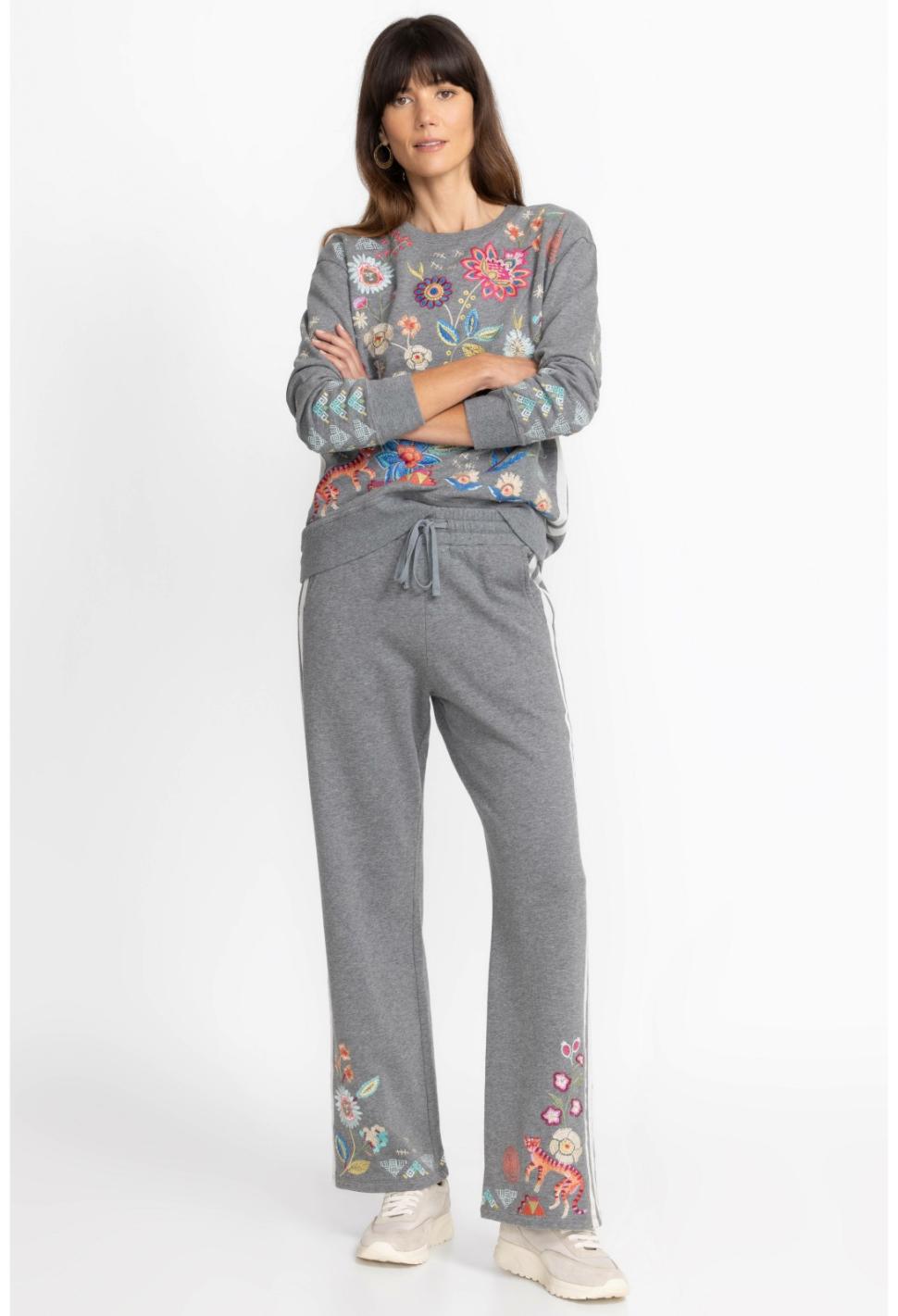Women Bottoms | Johnny Was Griffin Wide Leg Ribbon Pant Dark Heather