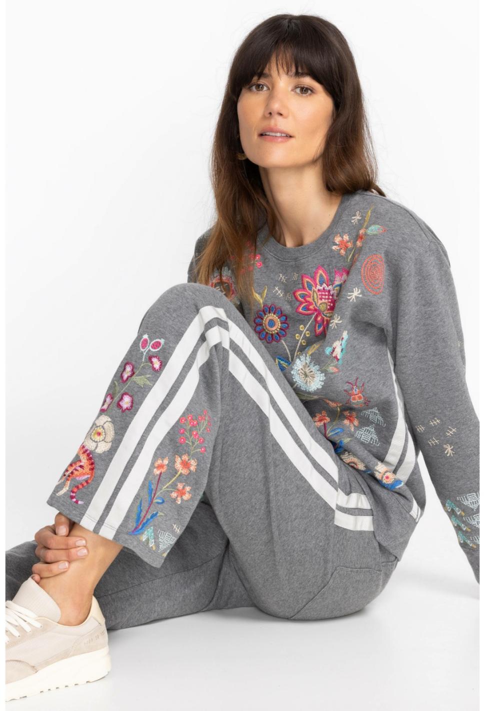 Women Bottoms | Johnny Was Griffin Wide Leg Ribbon Pant Dark Heather