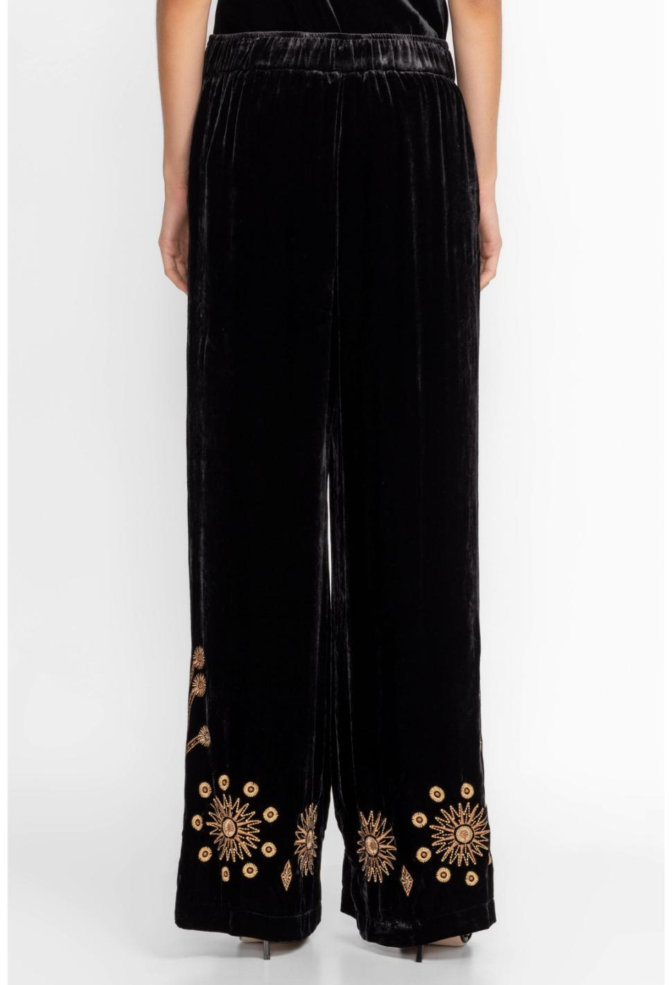 Women Bottoms | Johnny Was Heidi Velvet Wide Leg Pant Black