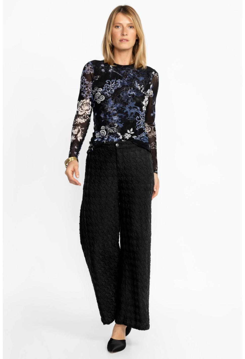 Women Bottoms | Johnny Was Hiro Houndstooth Pant Black