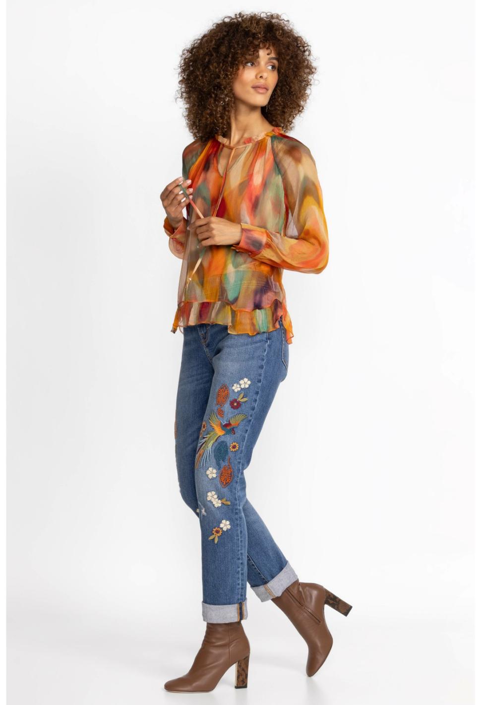 Women Bottoms | Johnny Was Isabella Boyfriend Jean Vintage Aged Destroyed Wash