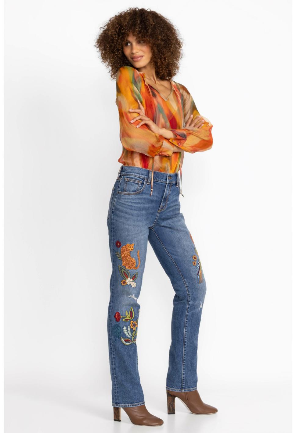 Women Bottoms | Johnny Was Isabella Boyfriend Jean Vintage Aged Destroyed Wash