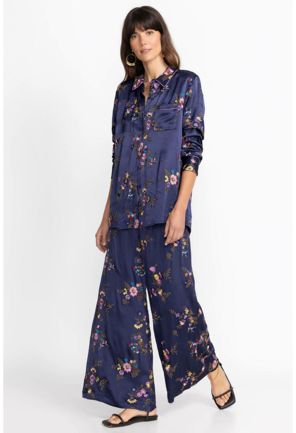 Women Bottoms | Johnny Was Misty Rayon Easy Pant Sapphire Blue