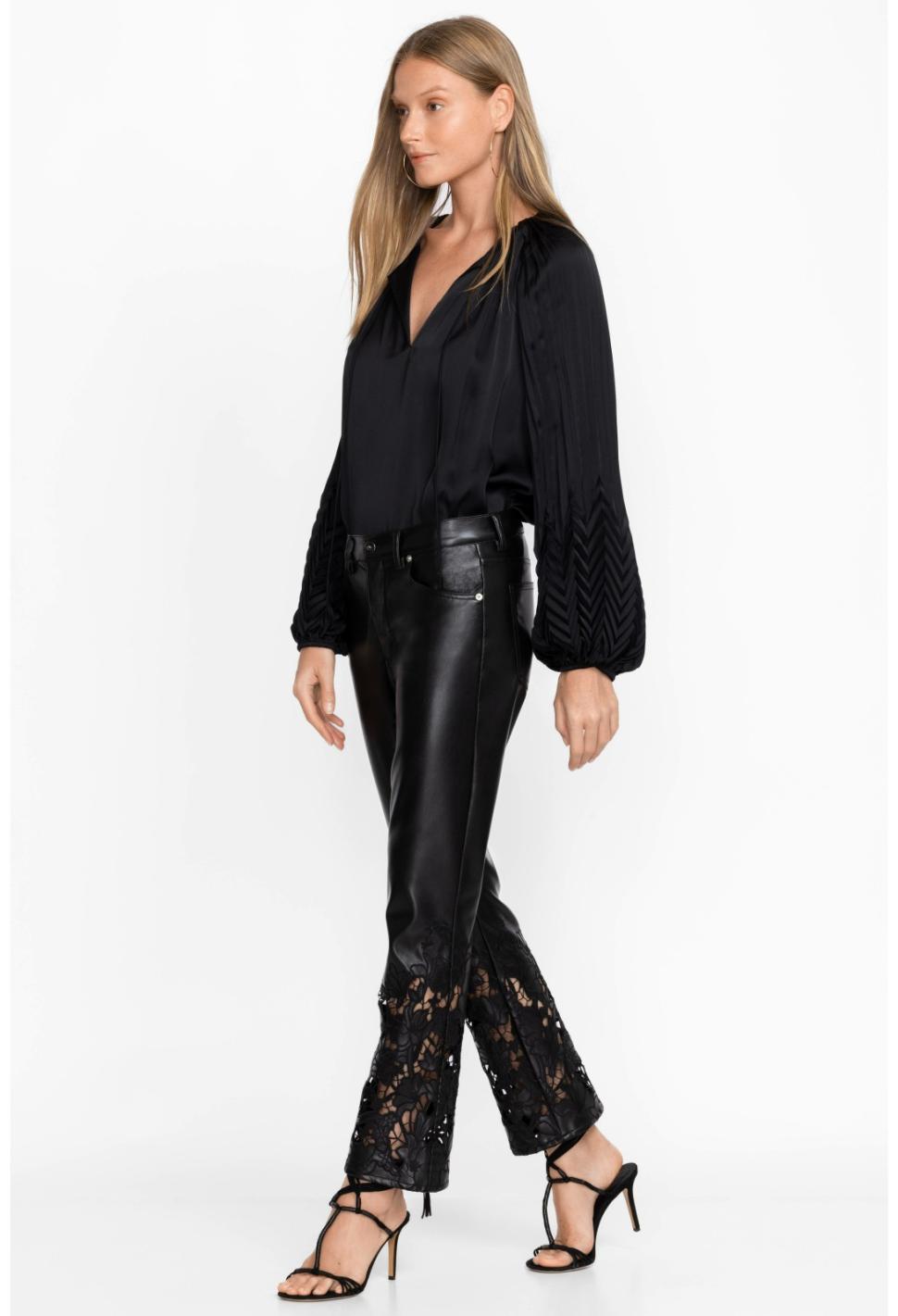 Women Bottoms | Johnny Was Portia Vegan Leather Pant Black