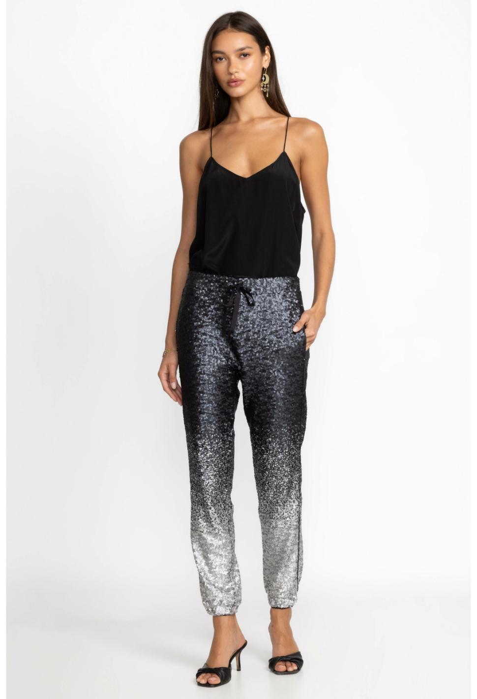 Women Bottoms | Johnny Was Sequin Black Simona Jogger Black
