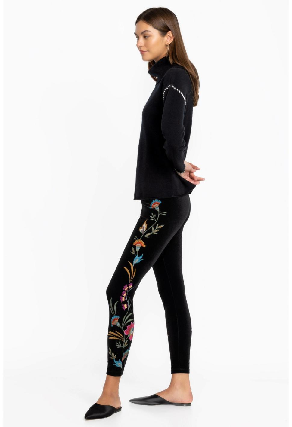 Women Bottoms | Johnny Was Sidonia Velvet Stretch Legging Black