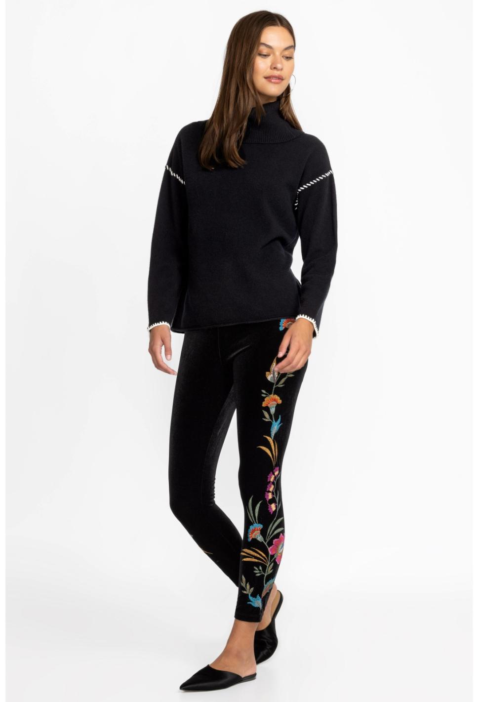 Women Bottoms | Johnny Was Sidonia Velvet Stretch Legging Black