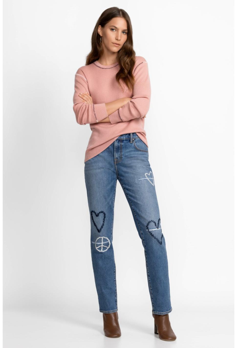 Women Bottoms | Johnny Was Woodstock Boyfriend Jean Destroyed Indigo