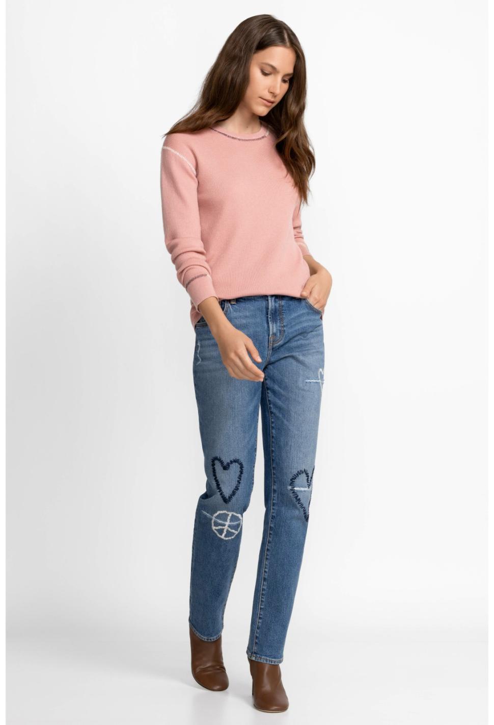 Women Bottoms | Johnny Was Woodstock Boyfriend Jean Destroyed Indigo