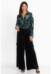 Women Bottoms | Johnny Was Zatima Silk Cargo Pant Black