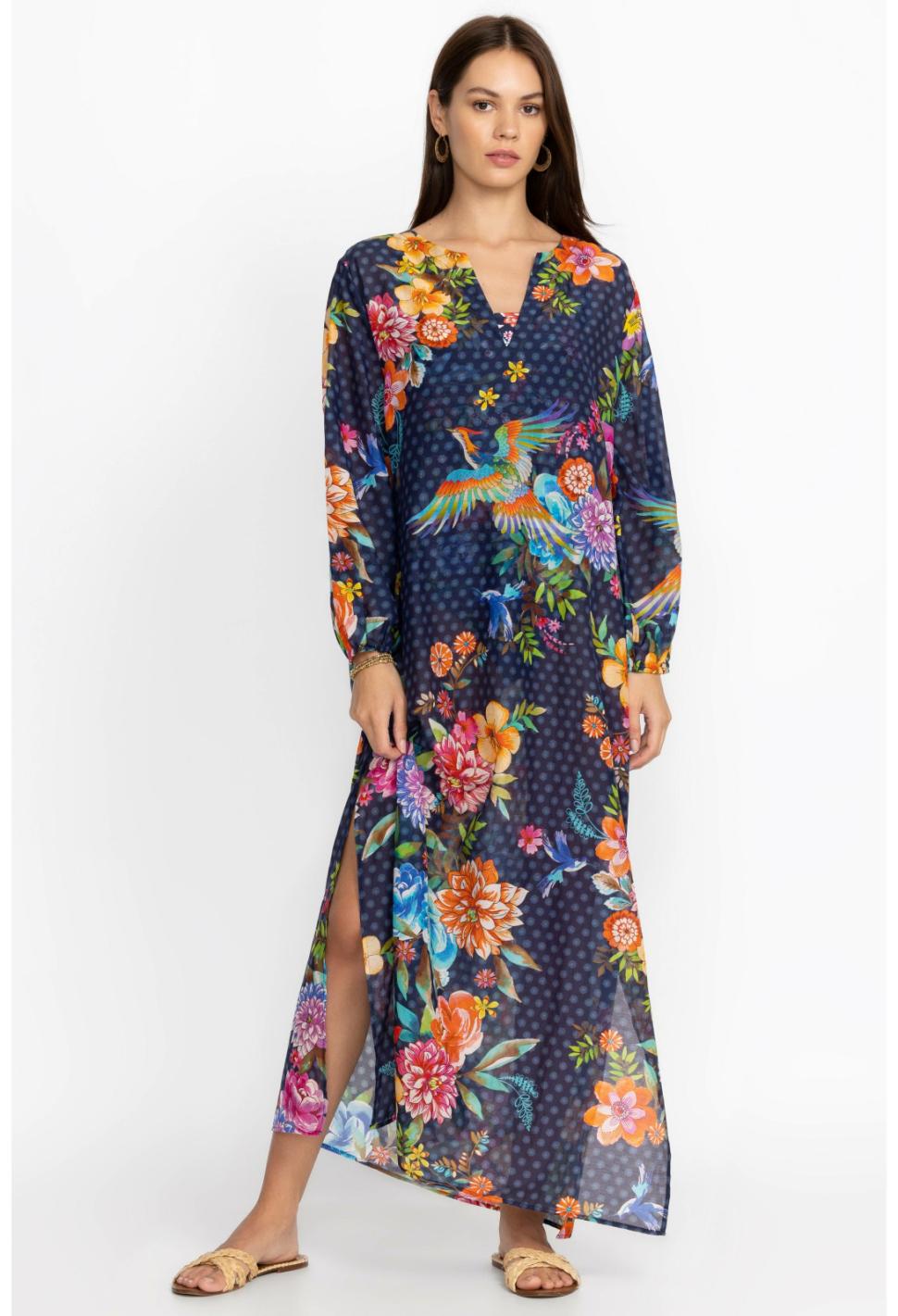 Women Cover Ups &amp; Kimonos | Johnny Was Ocean Dreamer Puff Sleeve Maxi Cover-Up Ocean Dreamer