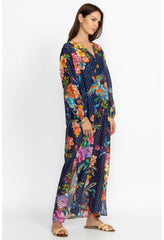 Women Cover Ups &amp; Kimonos | Johnny Was Ocean Dreamer Puff Sleeve Maxi Cover-Up Ocean Dreamer