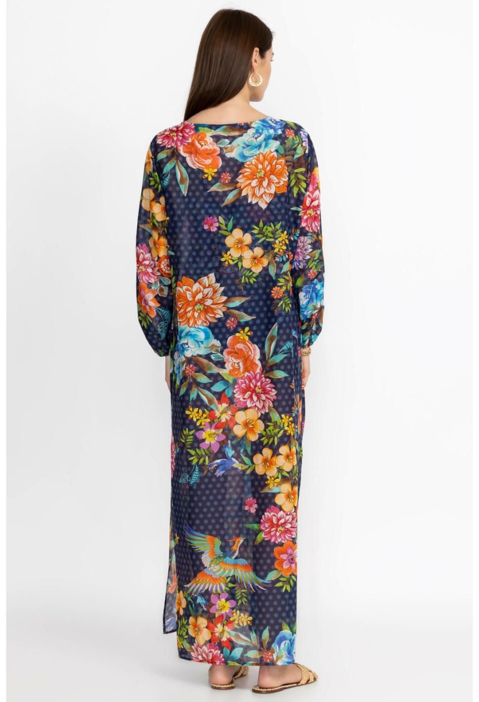 Women Cover Ups &amp; Kimonos | Johnny Was Ocean Dreamer Puff Sleeve Maxi Cover-Up Ocean Dreamer