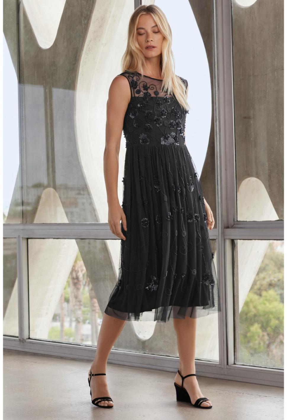 Women Dresses | Johnny Was Black Flower Beaded Maxi Dress Black Flower