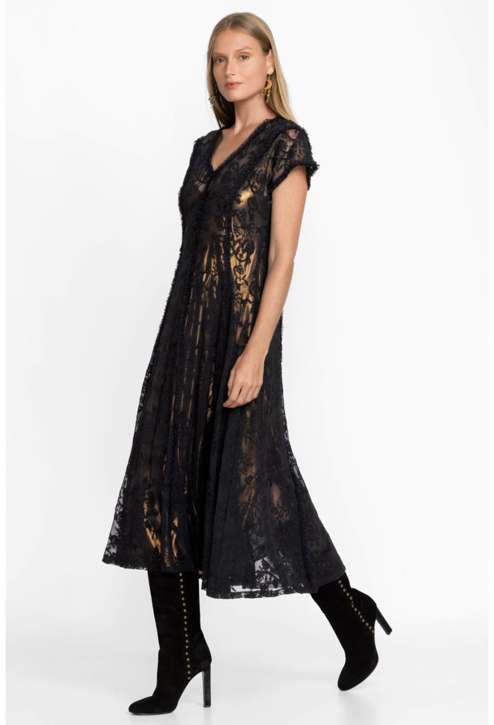 Women Dresses | Johnny Was Dina Mesh Midi Dress Black