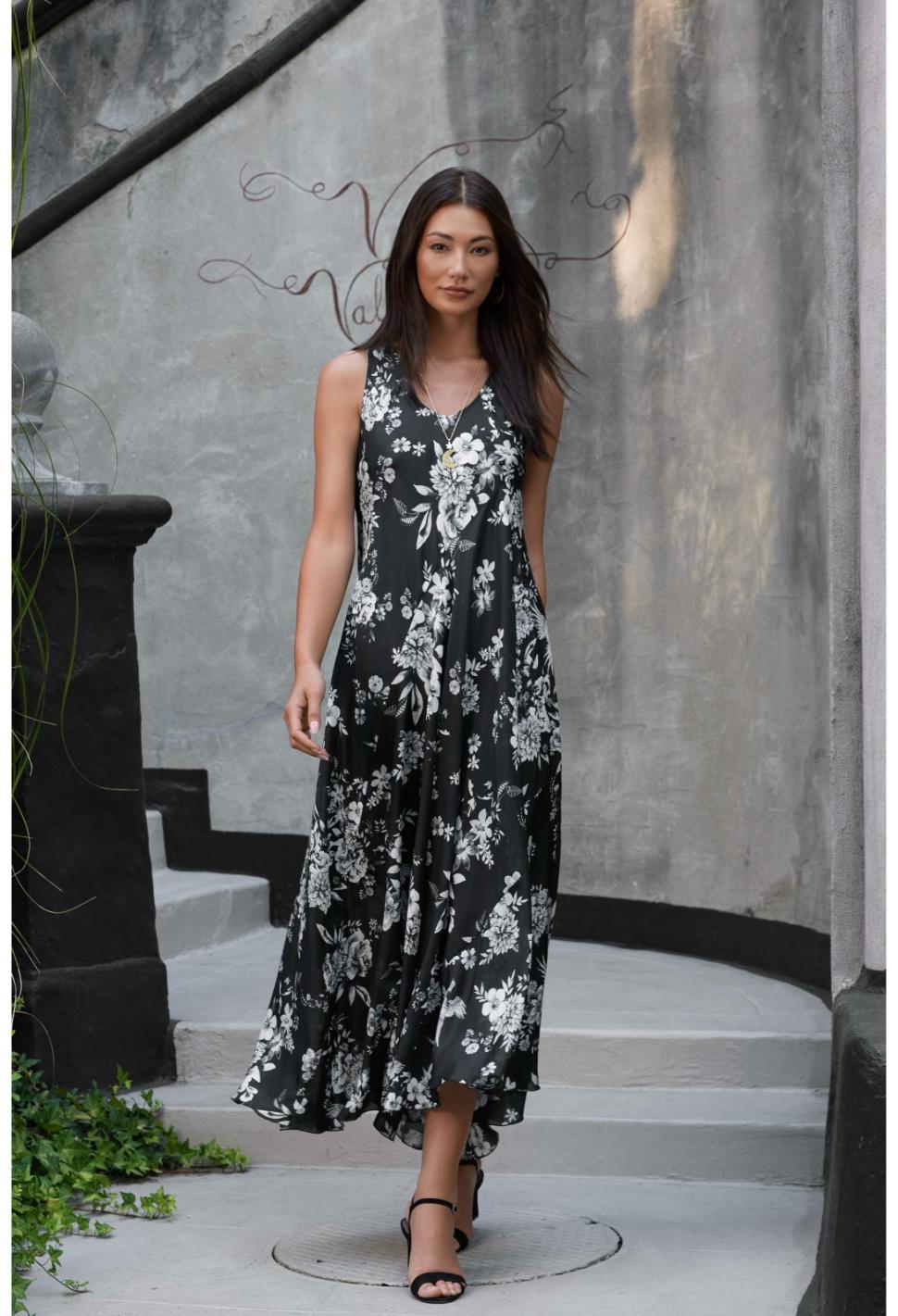 Women Dresses | Johnny Was Dreamer Silk Bias Dress Charcoal Dreamer