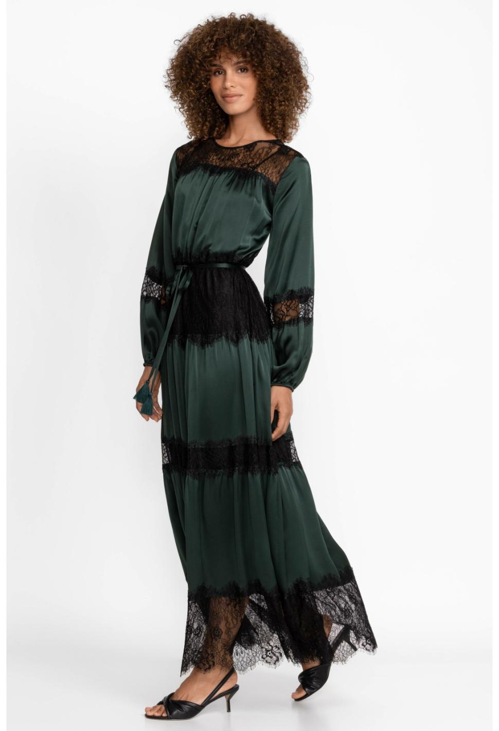 Women Dresses | Johnny Was Ellie Lace Tiered Lace Maxi Dress Emerald Green