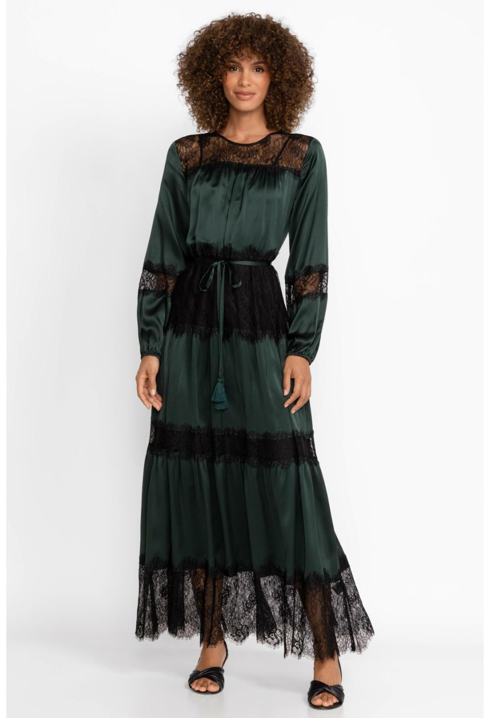 Women Dresses | Johnny Was Ellie Lace Tiered Lace Maxi Dress Emerald Green