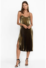 Women Dresses | Johnny Was Golden Gem Pleated Midi Dress Gold