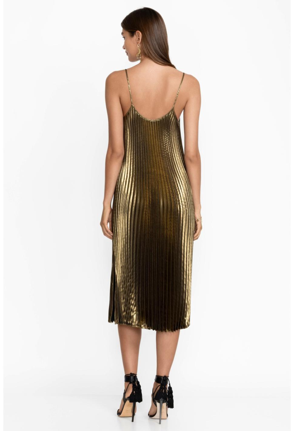 Women Dresses | Johnny Was Golden Gem Pleated Midi Dress Gold