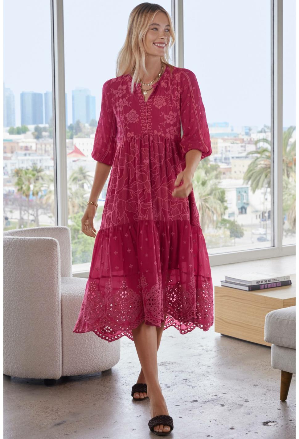 Women Dresses | Johnny Was Gracie Hopscotch Dress Rumba Red