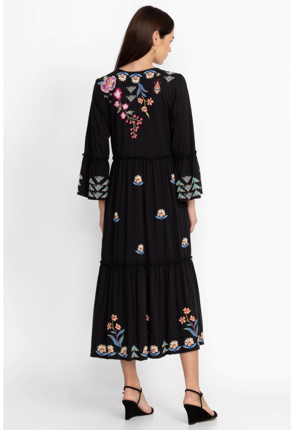 Women Dresses | Johnny Was Griffin Ruffle Tiered Knit Dress Black