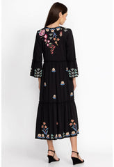 Women Dresses | Johnny Was Griffin Ruffle Tiered Knit Dress Black