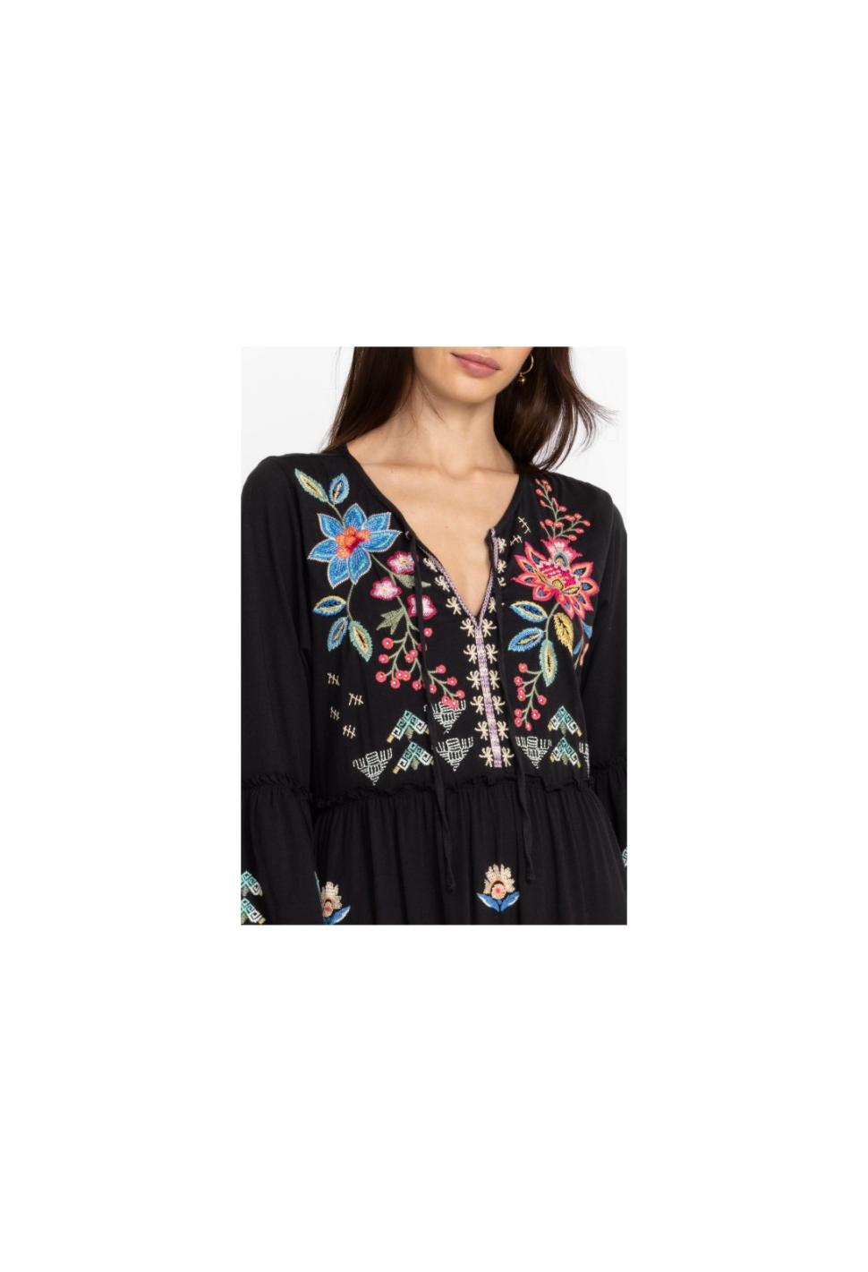 Women Dresses | Johnny Was Griffin Ruffle Tiered Knit Dress Black