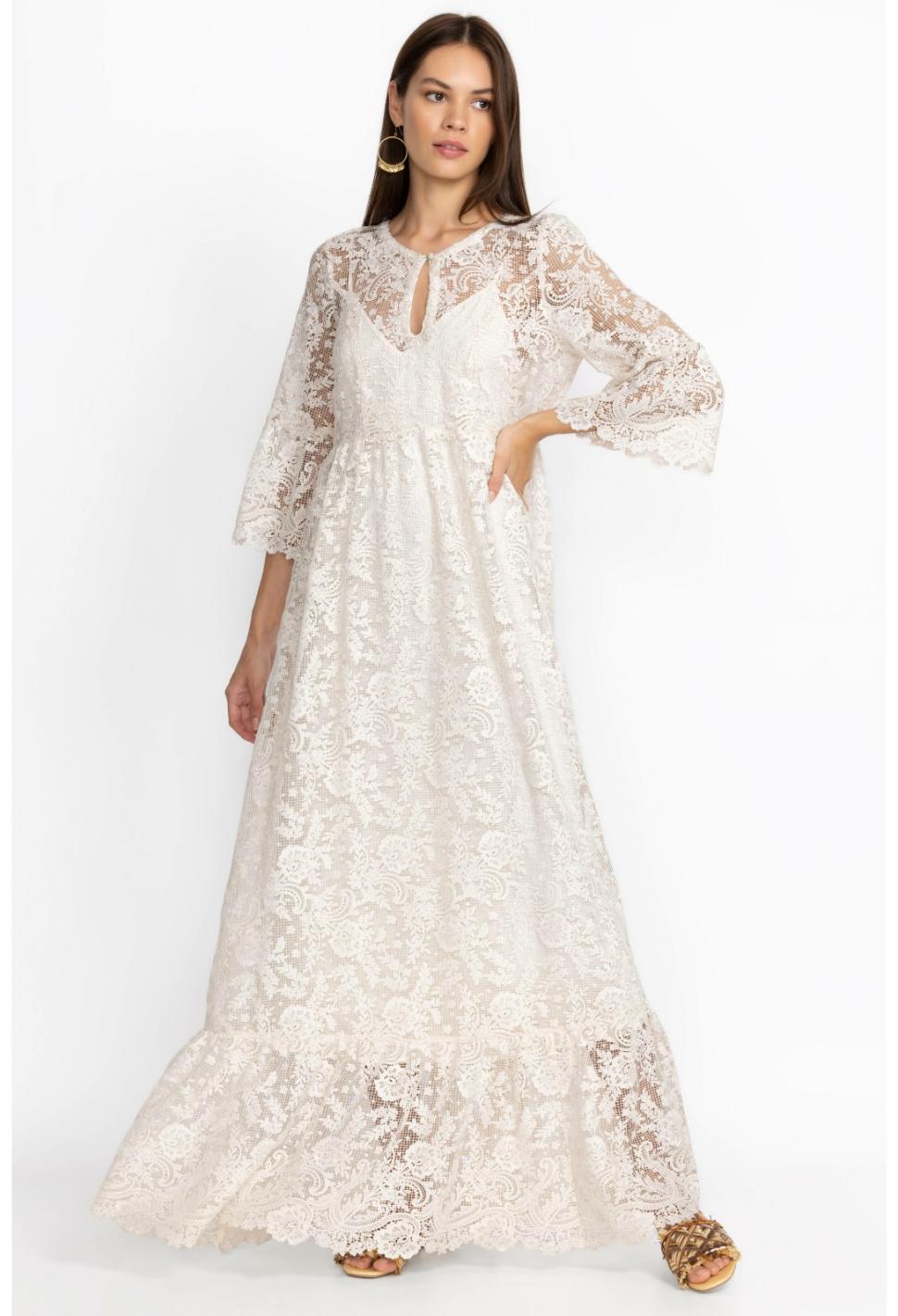 Women Dresses | Johnny Was Harper Recycled Lace Maxi Dress Ecru