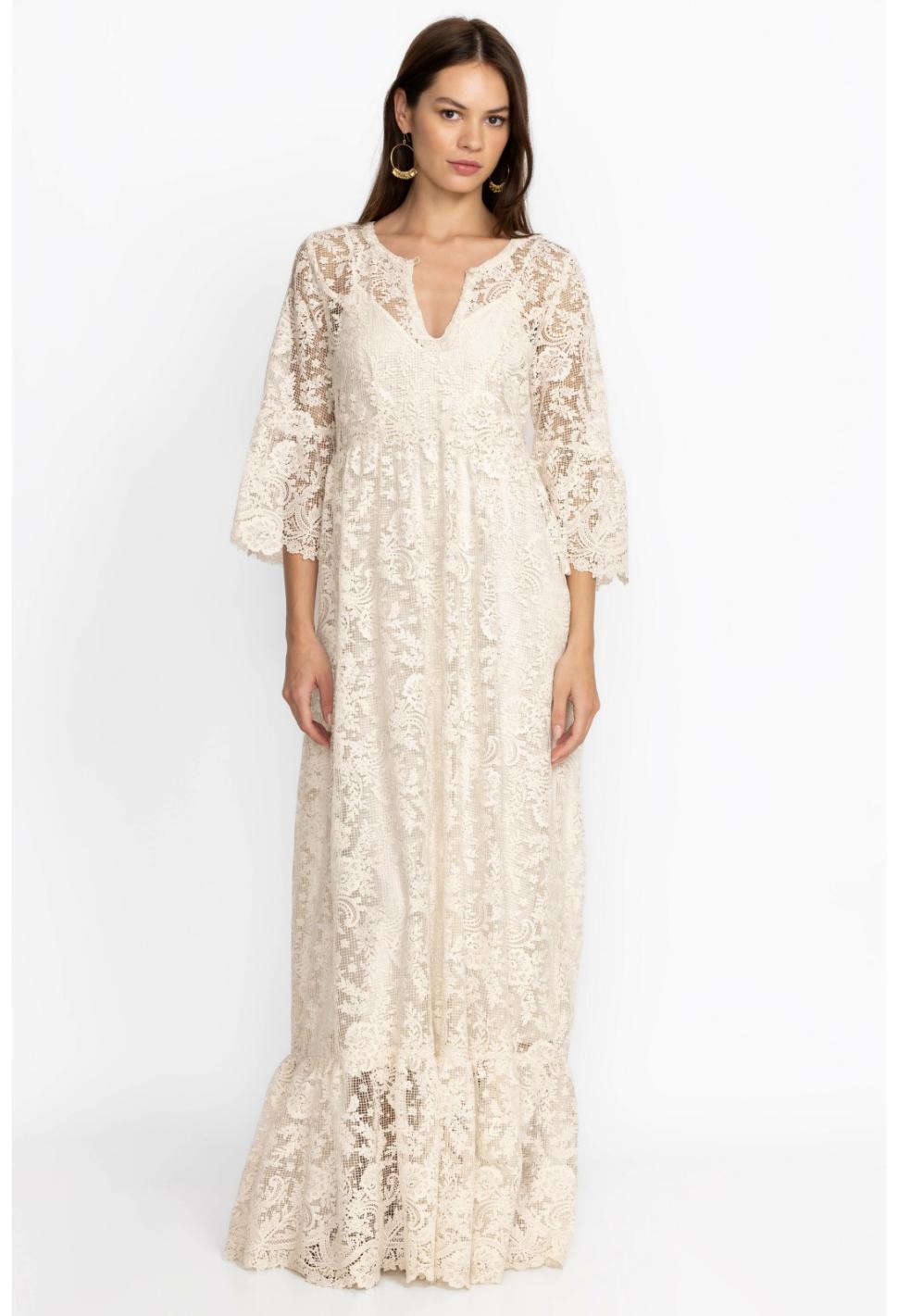 Women Dresses | Johnny Was Harper Recycled Lace Maxi Dress Ecru