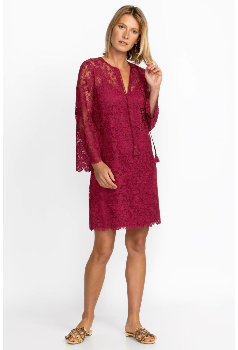 Women Dresses | Johnny Was Harper Recycled Lace Mini Dress Smokey Rose