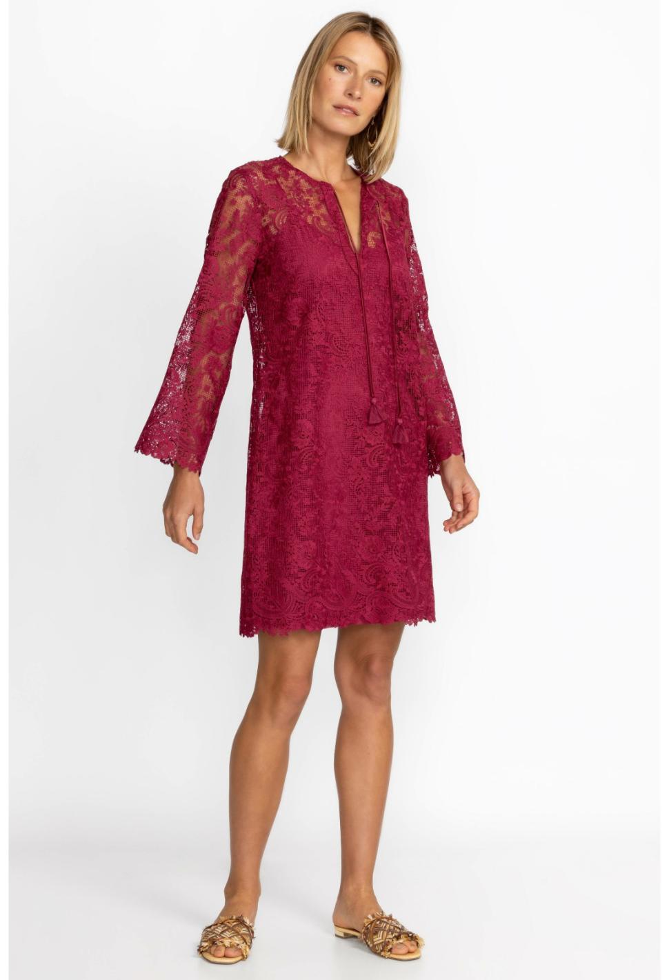 Women Dresses | Johnny Was Harper Recycled Lace Mini Dress Smokey Rose
