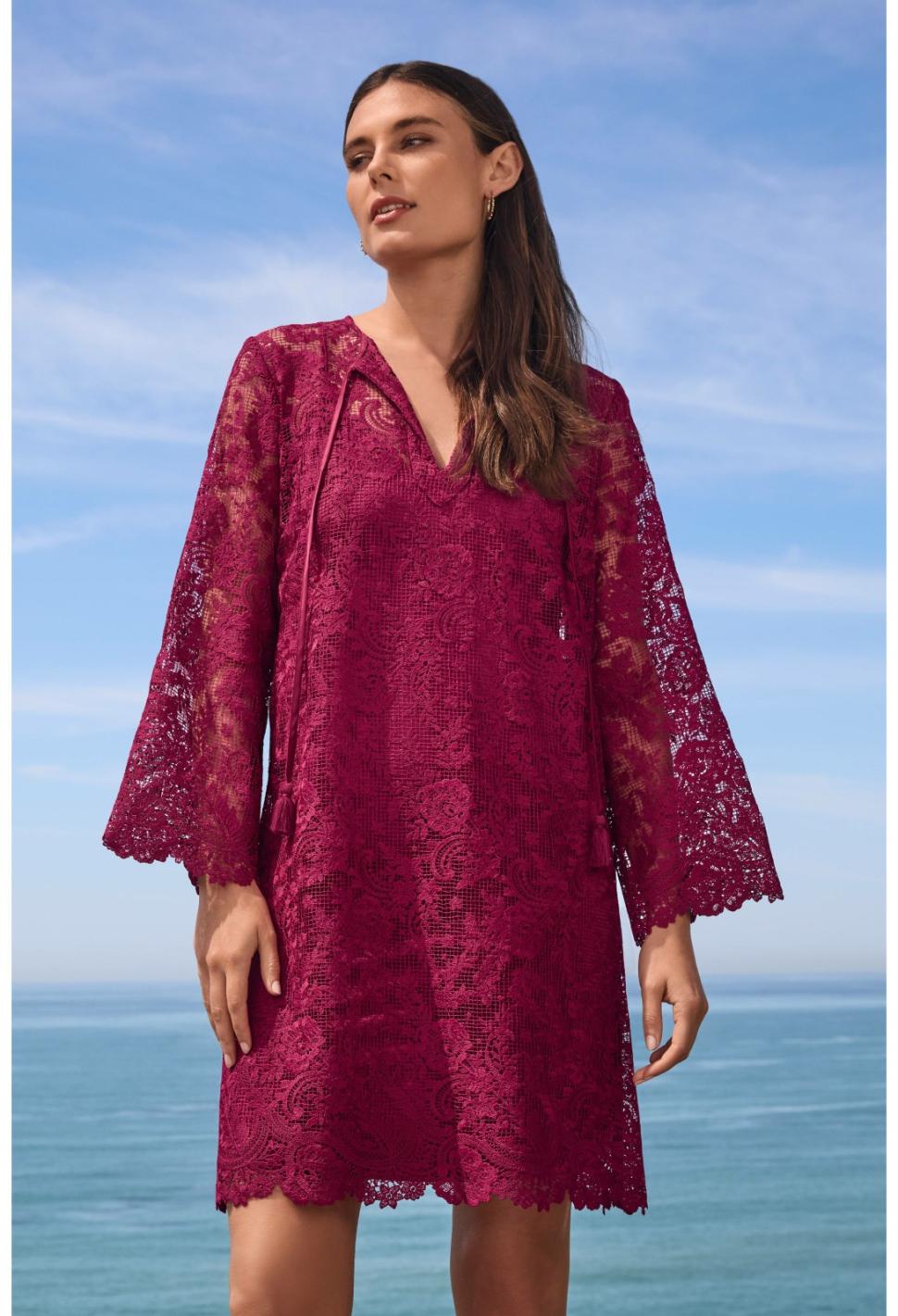 Women Dresses | Johnny Was Harper Recycled Lace Mini Dress Smokey Rose