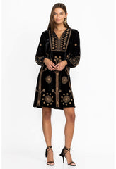 Women Dresses | Johnny Was Heidi Velvet Yoke Dress Black