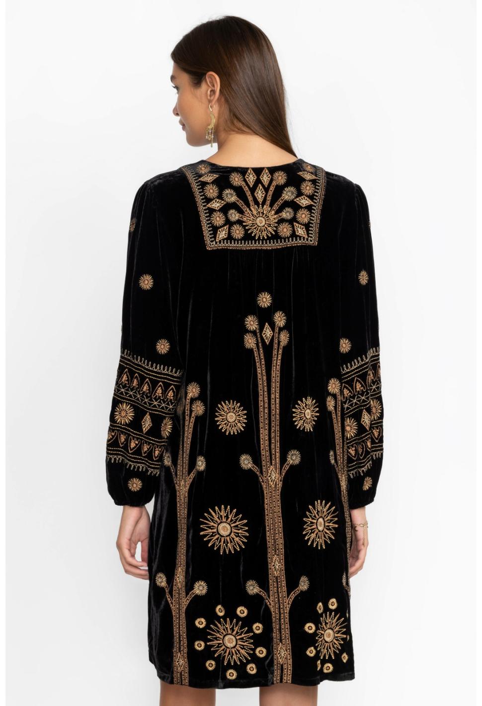 Women Dresses | Johnny Was Heidi Velvet Yoke Dress Black