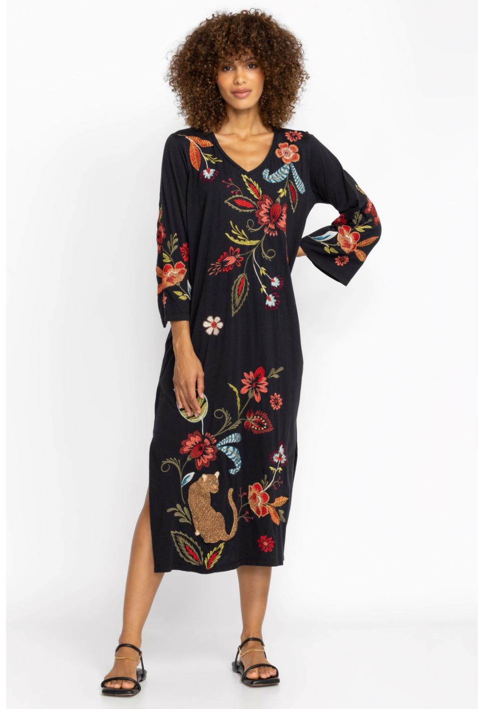 Women Dresses | Johnny Was Isabella Kimono Sleeve Tee Dress Black