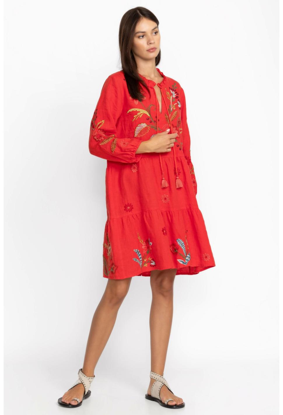 Women Dresses | Johnny Was Isabella Tiered Field Dress Molten Lava