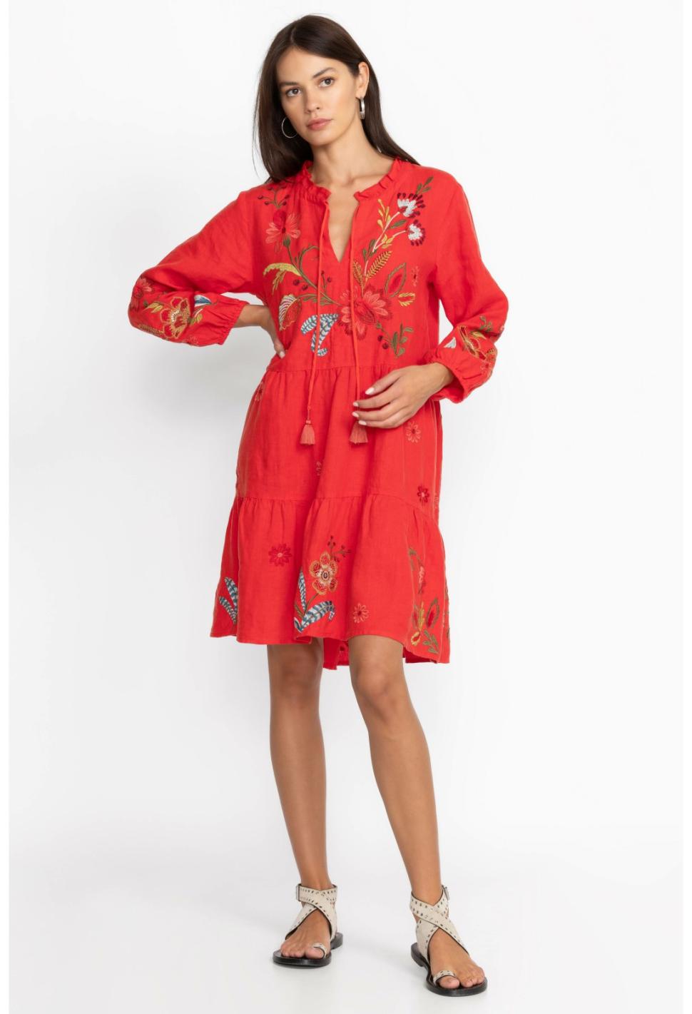 Women Dresses | Johnny Was Isabella Tiered Field Dress Molten Lava