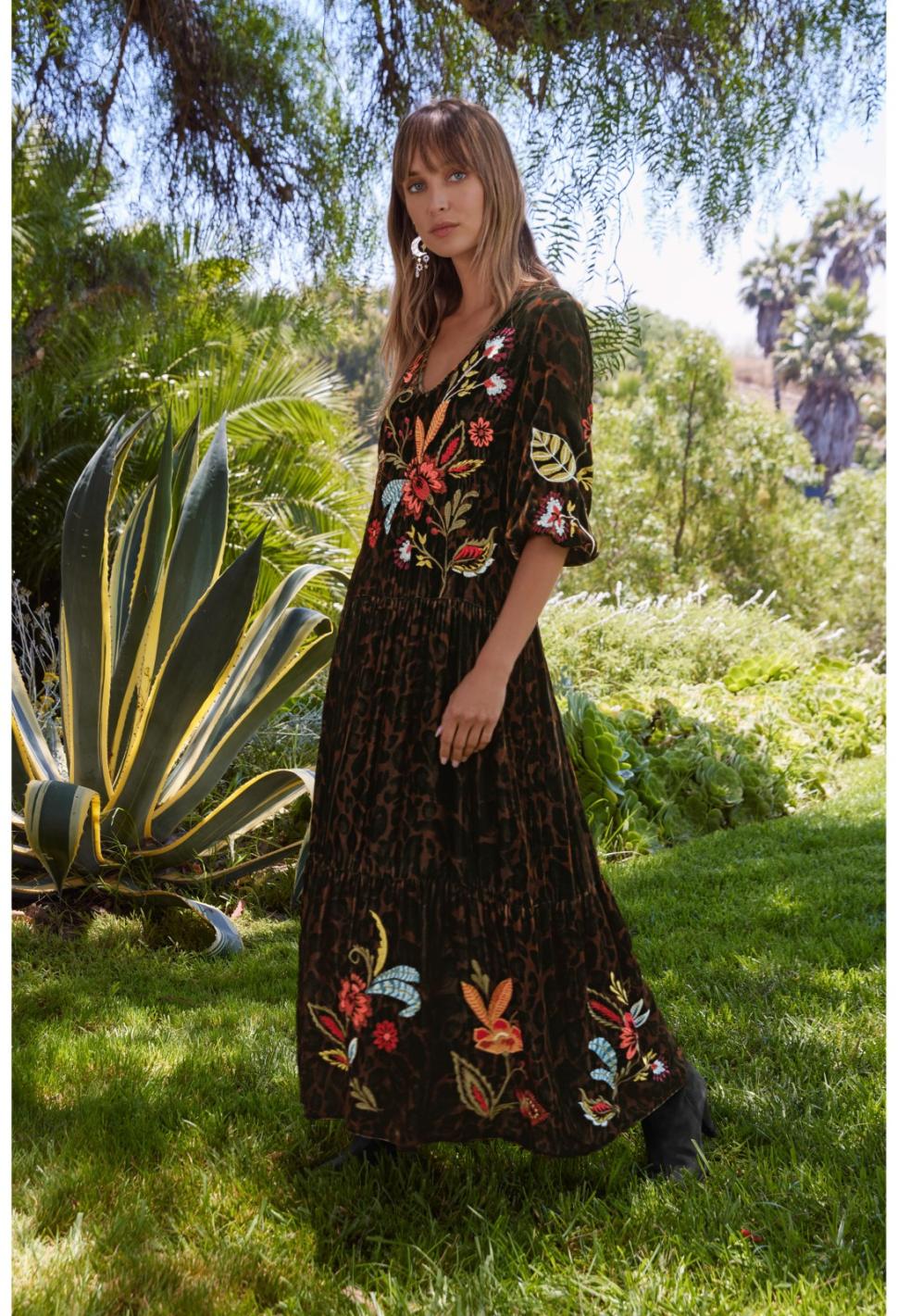 Women Dresses | Johnny Was Isabella Velvet Tiered Dress French Leopard